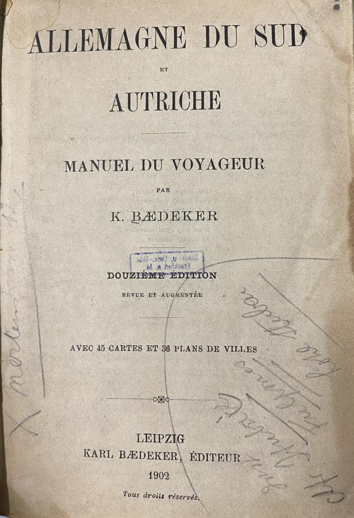 00/12793 : Allemagne du Sud et Autriche : manuel du voyageur (1902)