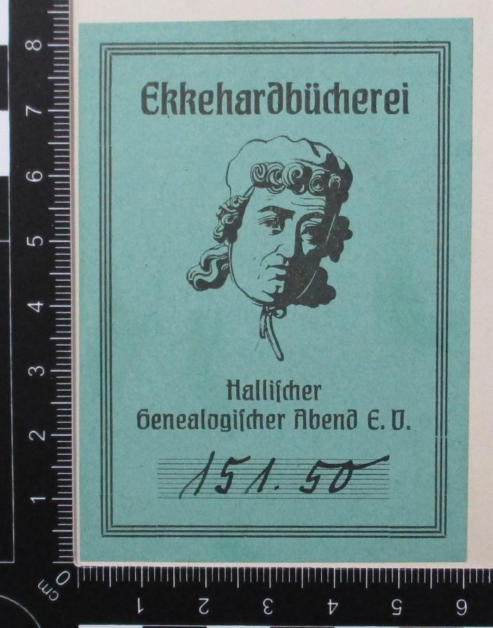 -, Papier: Exlibris; 'Ekkehardbücherei Hallischer Genealogischer Abend E. V.
' (Prototyp)