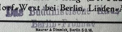 - (Buddhistisches Haus), Stempel: Name; 'Das Buddhistische Haus Berlin-Frohnau'.  (Prototyp)