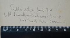 - (Adler, Thekla), Von Hand: Name, Datum, Ortsangabe; 'Thekla Adler, Juni 1925 z. Zt. Landkrankenhaus-Cassel (Herr & Frau Dr. Kuhn - Dortmund'. 