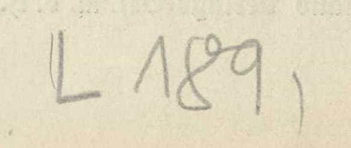 -, Von Hand: Nummer; 'L 189'