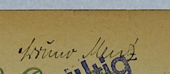 Bc 118&lt;8&gt; : Sozialismus und soziale Bewegung (1919);- (Mentz, Bruno), Von Hand: Name, Autogramm; 'Bruno Mentz'. 