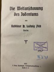 00/19614 : Die Weltanschauung des Judentums (1912)