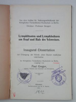  Lymphknoten und Lymphbahnen am Kopf und Hals des Schweines (1914)