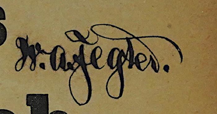 Ig 90 (1892) : Politisches ABC-Buch (1892);-, Von Hand: Autogramm, Name; 'W. A. Tegter.'