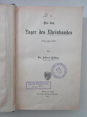 Ob 8840 (ausgesondert) : Aus dem Lager des Rheinbundes : 1812 und 1813 (1897)