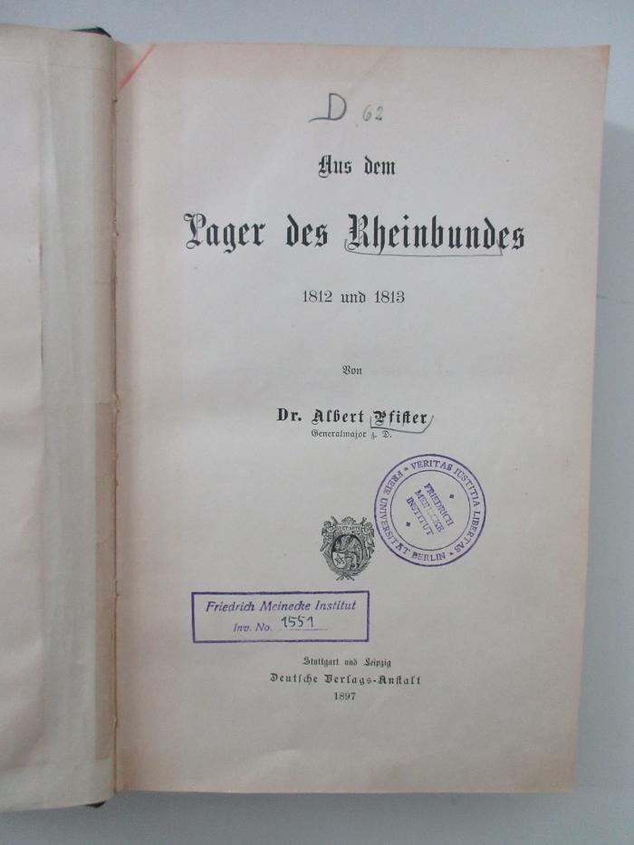 Ob 8840 (ausgesondert) : Aus dem Lager des Rheinbundes : 1812 und 1813 (1897)
