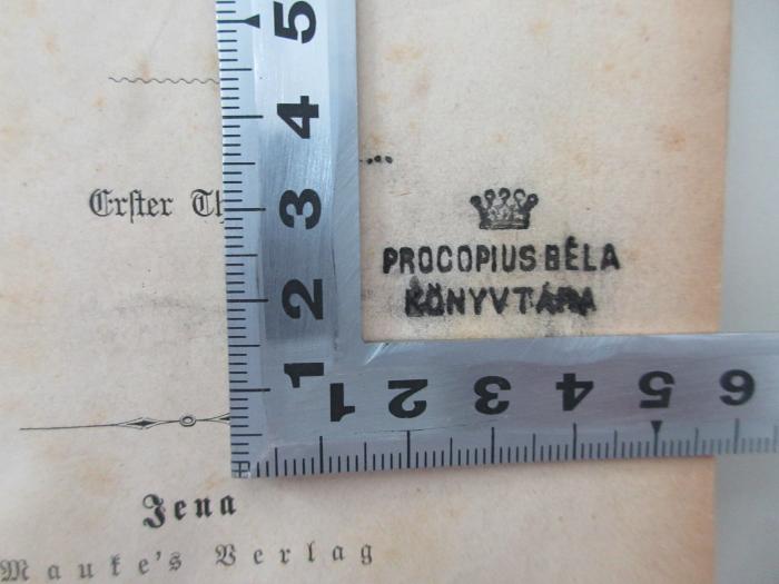 - (Procopius, Béla), Stempel: Name; 'Procopius Bela Könyvtara'.  (Prototyp)