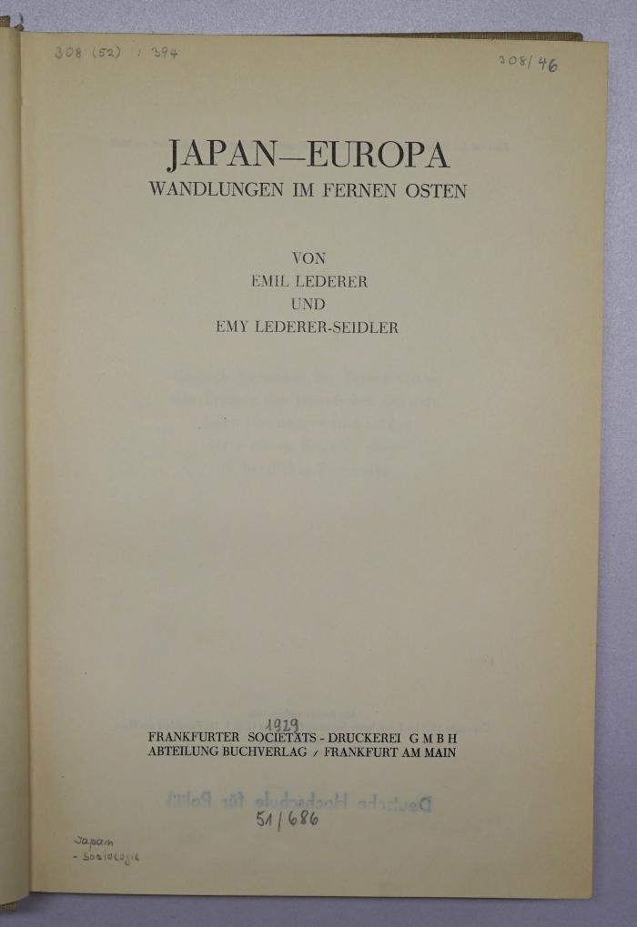 Bb 739 : Japan - Europa. Wandlungen im Fernen Osten (1929)
