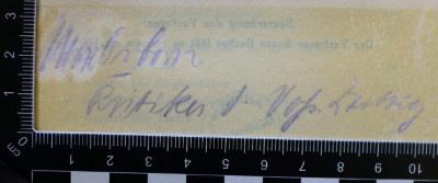 - (Osborn, Max), Von Hand: Name; 'Max Osborn
Kritiker d. Voss.Zeitung.'. 