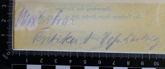 - (Osborn, Max), Von Hand: Name; 'Max Osborn
Kritiker d. Voss.Zeitung.'. 