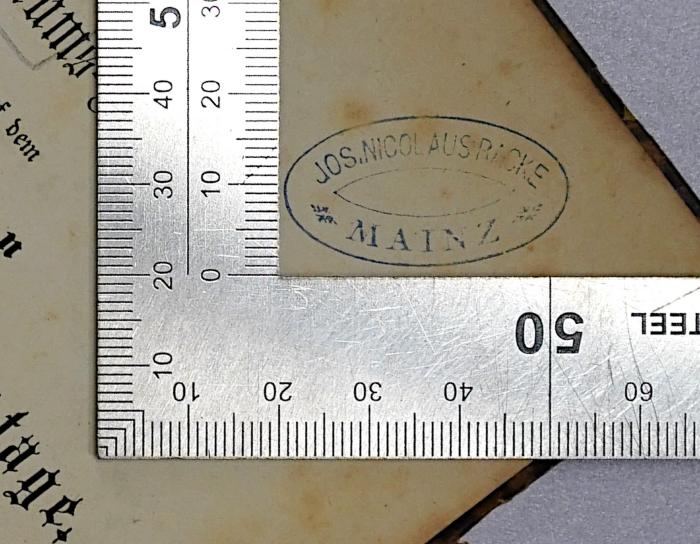 Bc 38 : Die Centrums-Fraction auf dem ersten Deutschen Reichstage (1872);-, Stempel: Name, Ortsangabe; 'Jos. Nicolaus Racke'