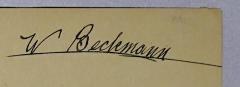 - (Beckmann, Gustav), Von Hand: Name, Autogramm; 'W. Beckmann'. 