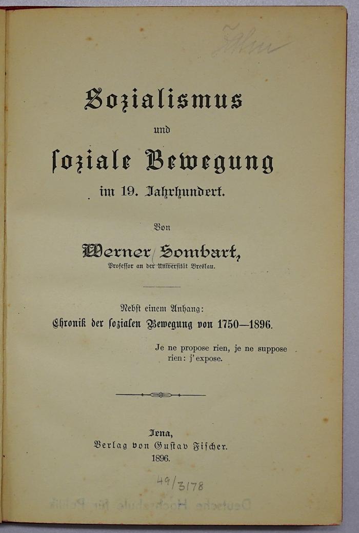 Bc 118 : Sozialismus und soziale Bewegung im 19. Jahrhundert (1896)