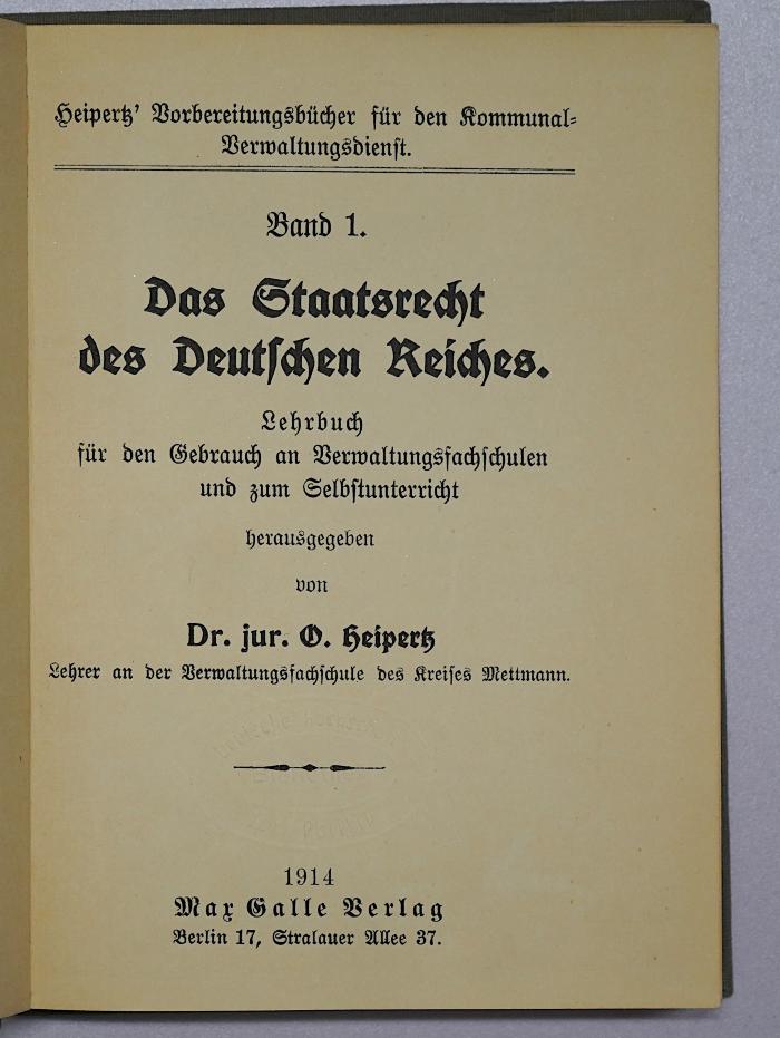 Bc 99 : Das Staatsrecht des Deutschen Reiches (1914)