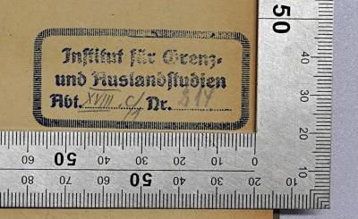 - (Institut für Grenz- und Auslandsstudien (Berlin)), Stempel: Name, Berufsangabe/Titel/Branche; 'Institut für Grenz- und Auslandstudien
Abt. ...... Nr. ......'.  (Prototyp);Bc 54 : Die Diktatur der Sozialen Revolution (1920)