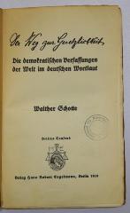 Bc 50 : Der Weg zur Gesetzlichkeit-Die demokratischen Verfassungen der Welt im deutschen Wortlaut (1919)