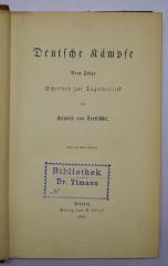 Bc 330 : Deutsche Kämpfe. Neue Folge. Schriften zur Tagespolitik (1896)