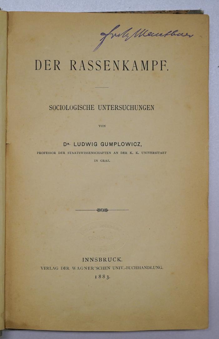 Bc 284 : Der Rassenkampf (1883)