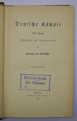 Bc 330 : Deutsche Kämpfe. Neue Folge. Schriften zur Tagespolitik (1896)