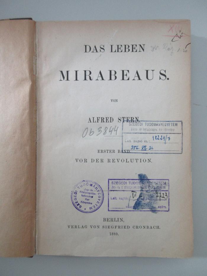 Ob 3844 (1) : Das Leben Mirabeus : Vor der Revolution (1889)