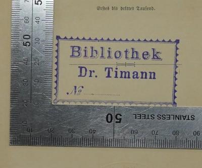 Bc 330 : Deutsche Kämpfe. Neue Folge. Schriften zur Tagespolitik (1896);- (Timann, Carl), Stempel: Name; 'Bibliothek Dr. Timann No…'. 