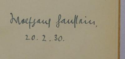 Bc 455 : Der faschistische Staat in Italien (1930);- (Hanstein, Wolfgang), Von Hand: Autogramm, Name, Datum; 'Wolfgang Hanstein 20.2.30'. 