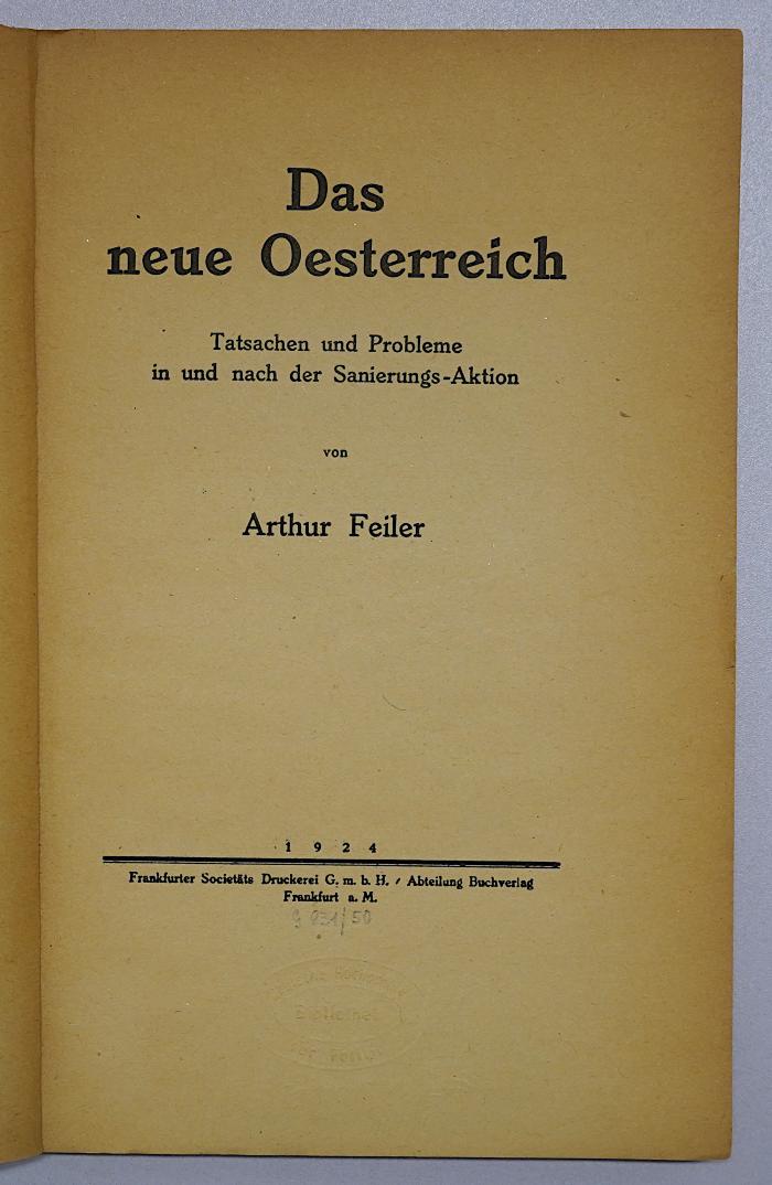 Bc 192 : Das neue Oesterreich (1924)