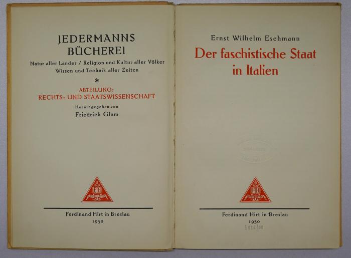 Bc 455 : Der faschistische Staat in Italien (1930)