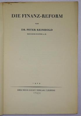 Bc 240 : Die Finanz-Reform (1929)