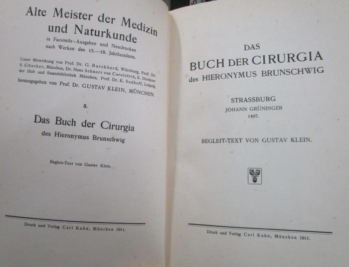 Kh 566 x: Das Buch der Cirurgia des Hieronymus Brunschwig (1911)