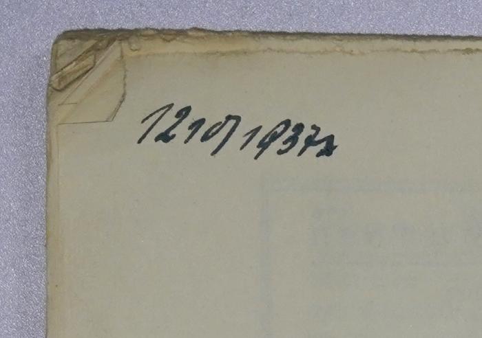 Bc 399 : Die Deutschlandideologie der Franzosen : ihre geistesgeschichtlichen Grundlagen. (1936);- (Miersch, Martin), Von Hand: Datum; '[12.10/1937]'. 
