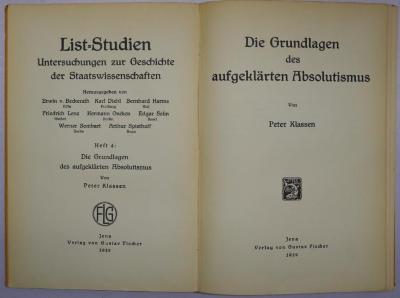 Bc 530 : Die Grundlagen des aufgeklärten Absolutismus (1929)