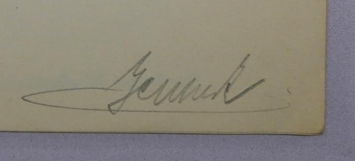 Bc 458 : Staat und Wirtschaft : Vortrag gehalten am 21. Oktober 1938 in Düsseldorf anläßlich der Reichstagung des Fachamtes Banken und Versicherungen in der Deutschen Arbeitsfront (1938);-, Von Hand: Autogramm, Name; '[Jennerk]'