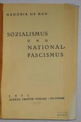 Bc 497 : Sozialismus und Nationalfascismus (1931)