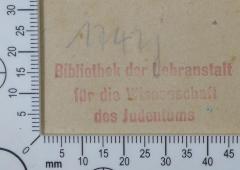 - (Ghetto-Bücherei (Theresienstadt)), Von Hand: Signatur; '1747 j'. 