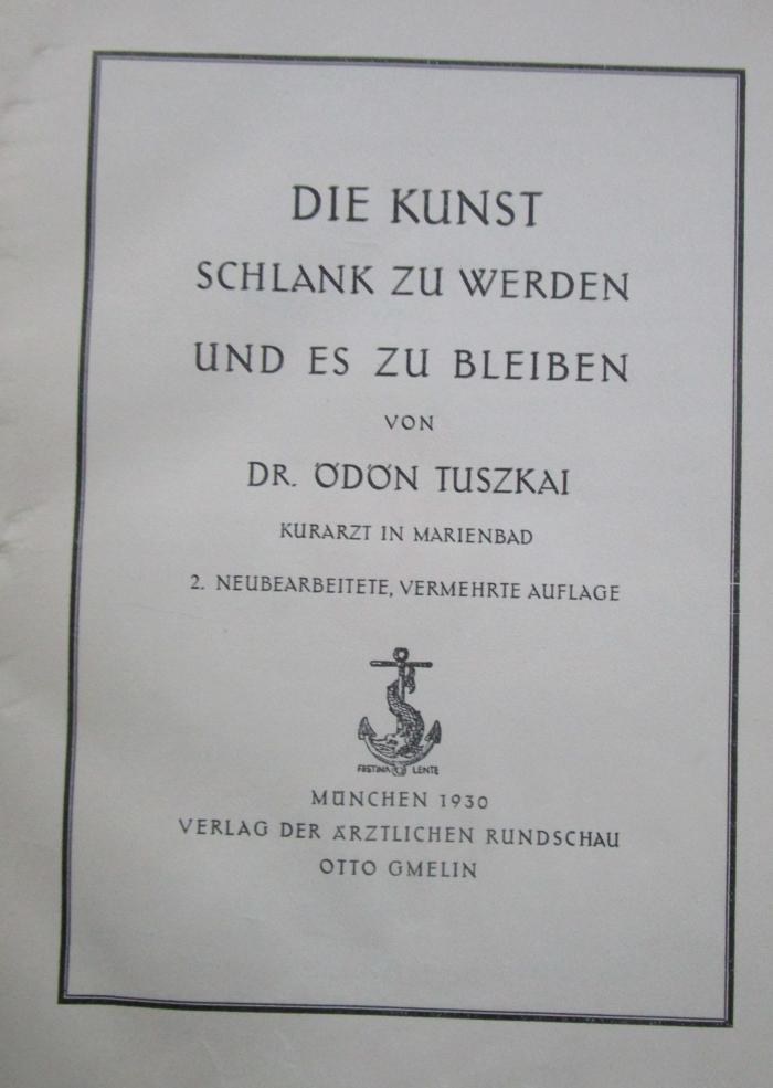 Kk 116 b Ers.: Die Kunst schlank zu werden und es zu bleiben (1930)