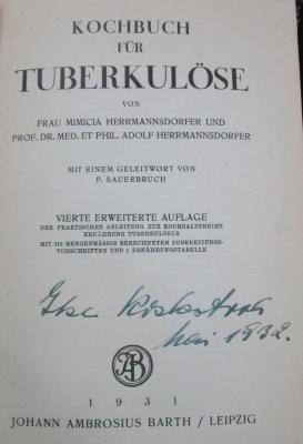 Kk 102 d Ers.: Kochbuch für Tuberkulöse (1931)