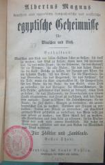 Kh 660 1-4: Bewährte und approbirte sympothetische und natürliche egyptische Geheimnisse für Mensch und Vieh (1874)
