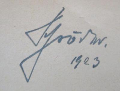 Ki 7 aa 2.Ex.: Pathologische Physiologie (1921);- (Schröder, [?]), Von Hand: Autogramm, Name, Datum; 'Schröder.
1903'. 