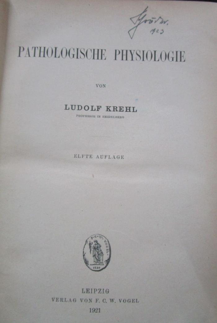 Ki 7 aa 2.Ex.: Pathologische Physiologie (1921)