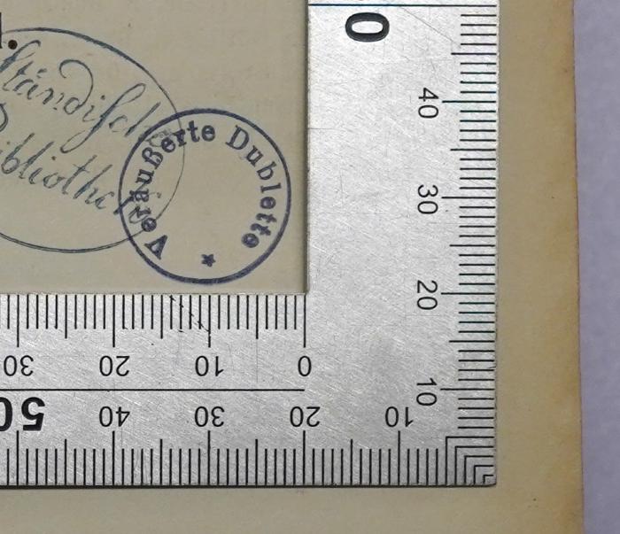 -, Stempel: Besitzwechsel: Doublette; 'Veräußerte Dublette' (Prototyp);Bc 393-1 : Deutsches Staatsrecht. 1, Die Grundlagen des deutschen Staates und die Reichsgewalt (1892)