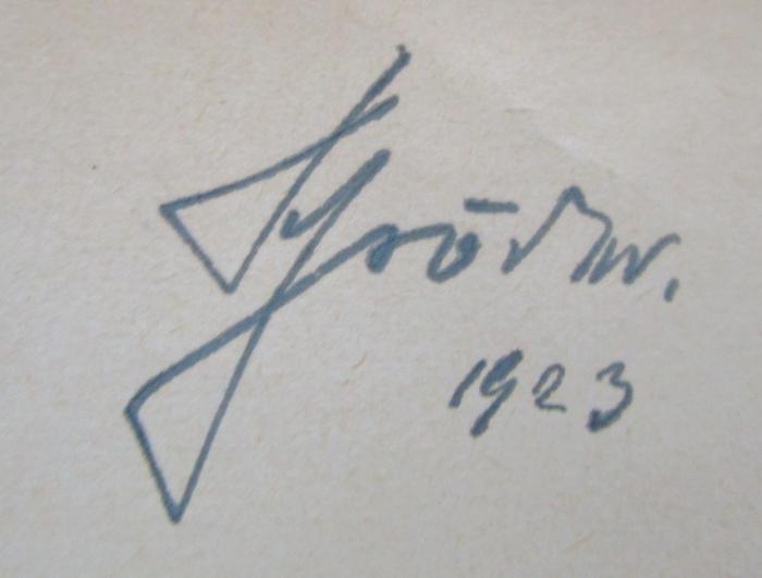 Ki 7 aa 2.Ex.: Pathologische Physiologie (1921);- (Schröder, [?]), Von Hand: Autogramm, Name, Datum; 'Schröder.
1903'. 
