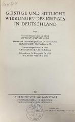 00/21984 : Geistige und sittliche Wirkungen des Krieges in Deutschland (1927)