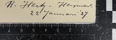 - (Hertz-Heijmans, Rela), Von Hand: Autogramm; 'R. Hertz-Heijmans 22 Januari '27'. 