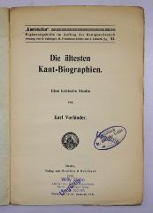 SH 103 : Die ältesten Kant-Biographien (1918)