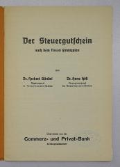 SA 1899 : Der Steuergutschein nach dem Neuen Finanzplan (1939)