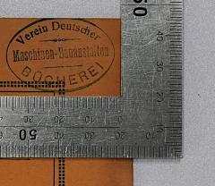 - (Verein deutscher Maschienenbau-Anstalten Bücherei), Stempel: Name, Berufsangabe/Titel/Branche; 'Verein deutscher Maschienenbau-Anstalten Bücherei'.  (Prototyp)