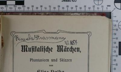 - (Strassmann, Ricarda), Von Hand: Exlibris, Name; 'Ricarda Strassmann 
No [?]'. 