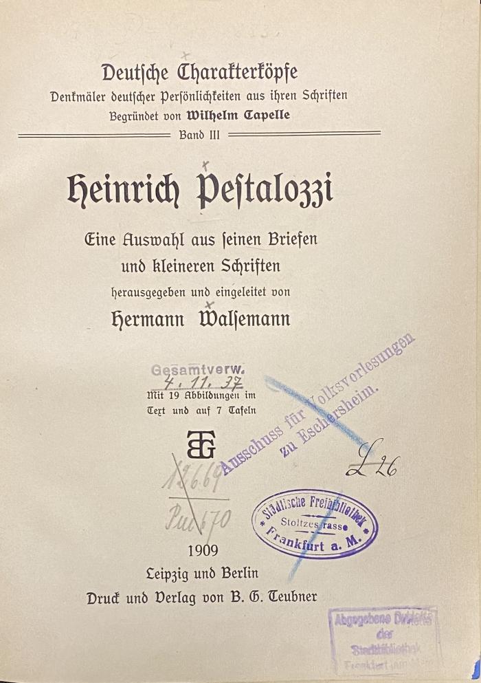 44/26423 : Heinrich Pestalozzi: eine Auswahl aus seinen Briefen und kleineren Schriften (1909)